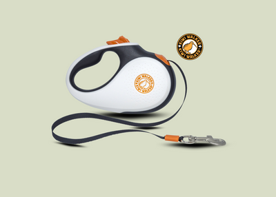 Samonavíjecí vodítko KIWI – 3 m, pro psy do 12 kg, černo/bílo/oranžové