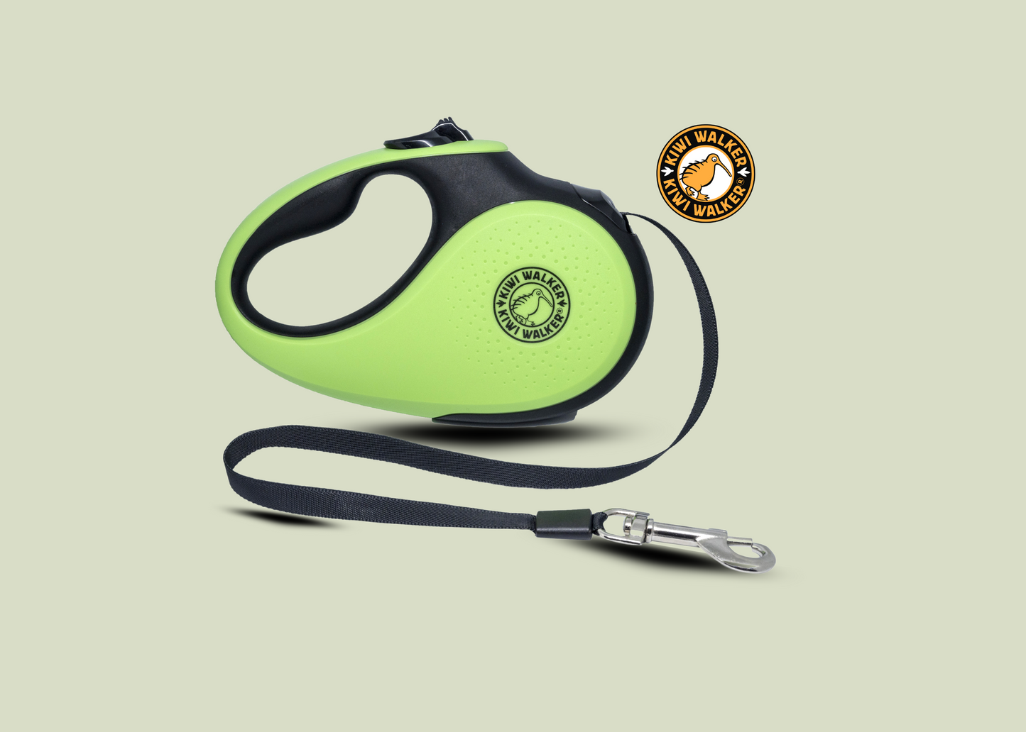 Samonavíjecí vodítko KIWI – 3 m, pro psy do 12 kg, černo/zelené