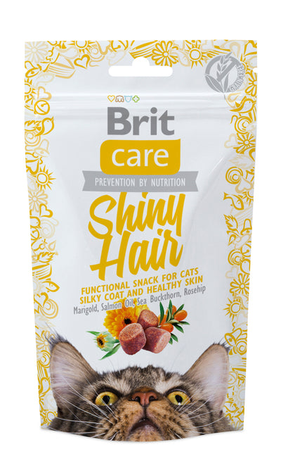 Brit Care Cat Snack Shiny Hair 50g - pamlsek pro lesklou srst a zdravou kůži u koček