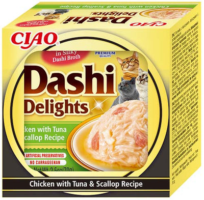 Churu Cat Dashi Delights Chicken with Tona & Scallop 70g - rybí vývar, zdravý doplněk