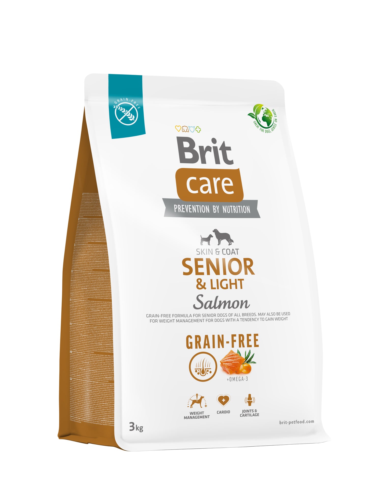 Brit Care Dog Grain-free Senior&Light - bezobilné granule s příchutí lososa pro starší a obézní psy nad 7 let