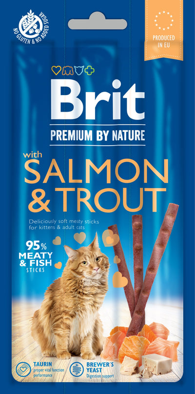 Brit Premium Cat by Nature Sticks Salmon&Trout 3 ks - pamlsek s lososem pro kočky