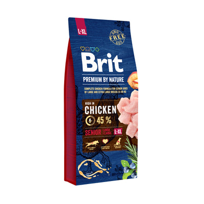 Brit Premium Dog by Nature Senior L+XL - granule s kuřecím pro starší psy nad 7 let, velkých plemen