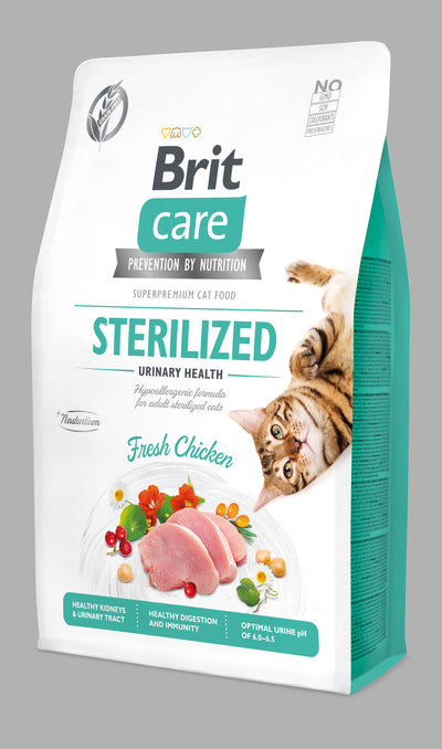 Brit Care Cat GF Sterilized Urinary Health 2kg - granule s čerstvým kuřecím pro kastrované kočky