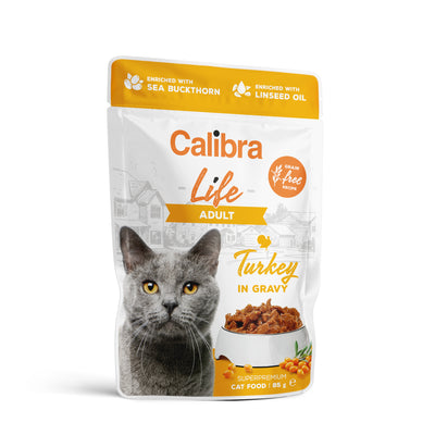 Calibra Cat Life kapsa Adult Turkey in gravy 85g - kapsička s krůtím pro kočky