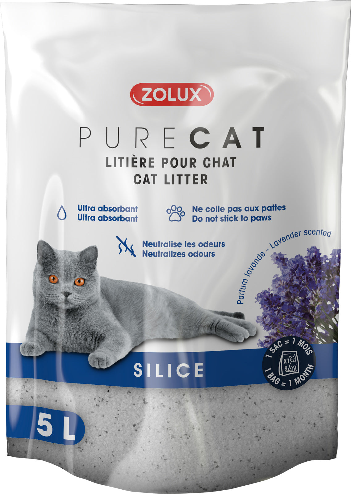 Podestýlka PURECAT levandule silica 5l Zolux