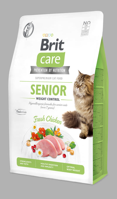 Brit Care Cat GF Senior Weight Control 2kg - granule s kuřecím pro kastrované kočky nad 7 let