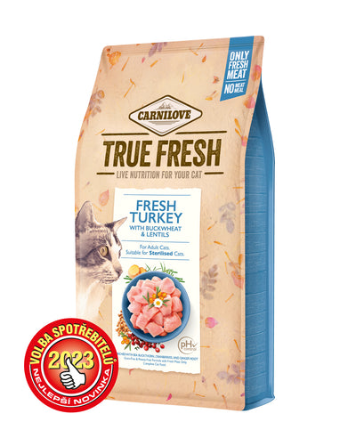 Carnilove Cat True Fresh Turkey 1,8kg - granule s čerstvým krůtím masem pro kastrované kočky bez obilovin