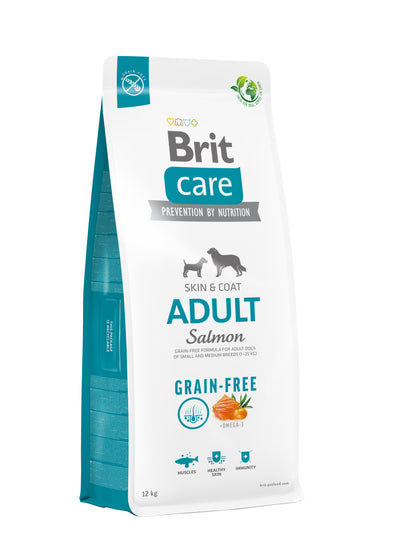 Brit Care Dog Grain-free Adult - bezobilné granule s příchutí lososa pro psy malých a středních plemen