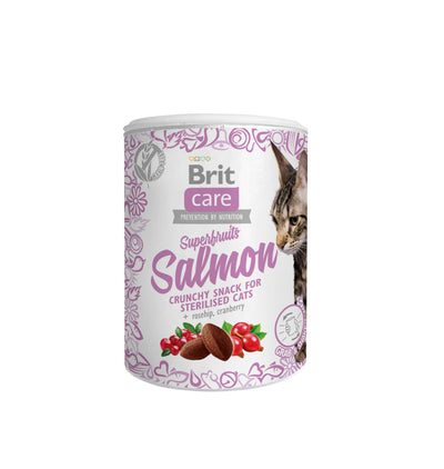 Brit Care Cat Snack Superfruits Salmon 100g - zdravý pamlsek s lososem a superovocem pro kočky