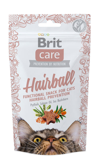 Brit Care Cat Snack Hairball 50g-funkční pamlsek pro kočky proti smotku chlupů