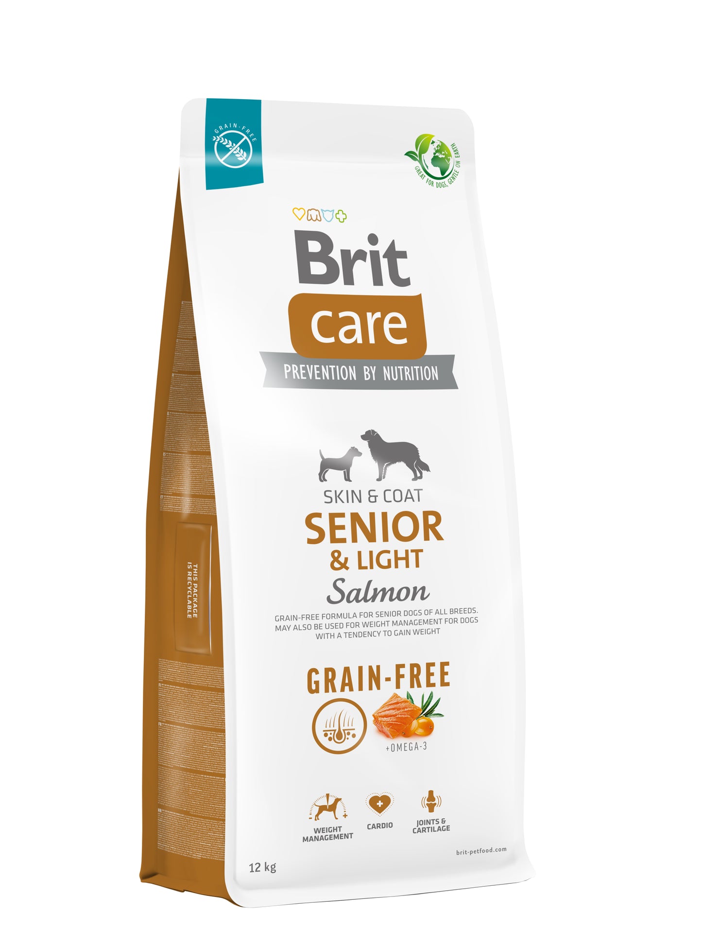 Brit Care Dog Grain-free Senior&Light - bezobilné granule s příchutí lososa pro starší a obézní psy nad 7 let