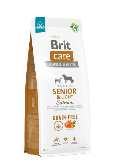 Brit Care Dog Grain-free Senior&Light - bezobilné granule s příchutí lososa pro starší a obézní psy nad 7 let