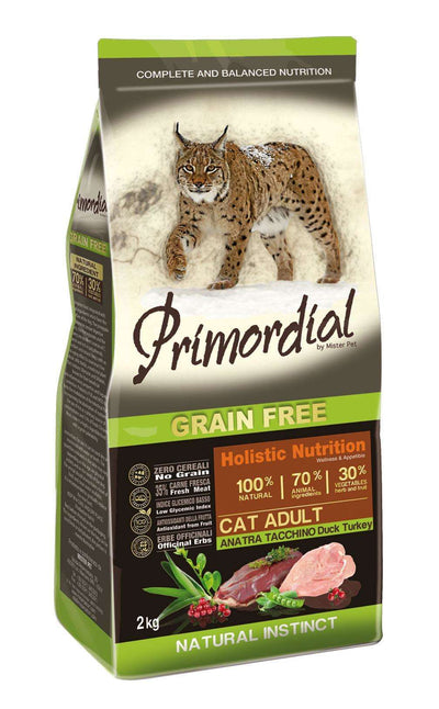 Primordial GF Kitten Duck & Turkey 2 kg- bezobilné granule s krůtím a kuřecím pro koťata