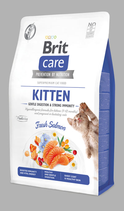 Brit Care Cat GF Kitten G.Digestion&S.Immunity - superprémiové granule s lososem pro koťata