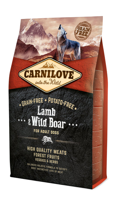Carnilove Dog Lamb & Wild Boar for Adult 4kg - granule s jehněčím a divočákem pro dospělé psy