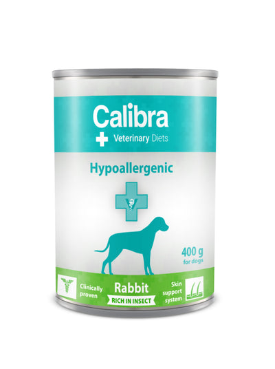 Calibra VD Dog konz. Hypoallergen. Rabbit&Insect 400g - konzerva s králíkem při ztrátě srtsti