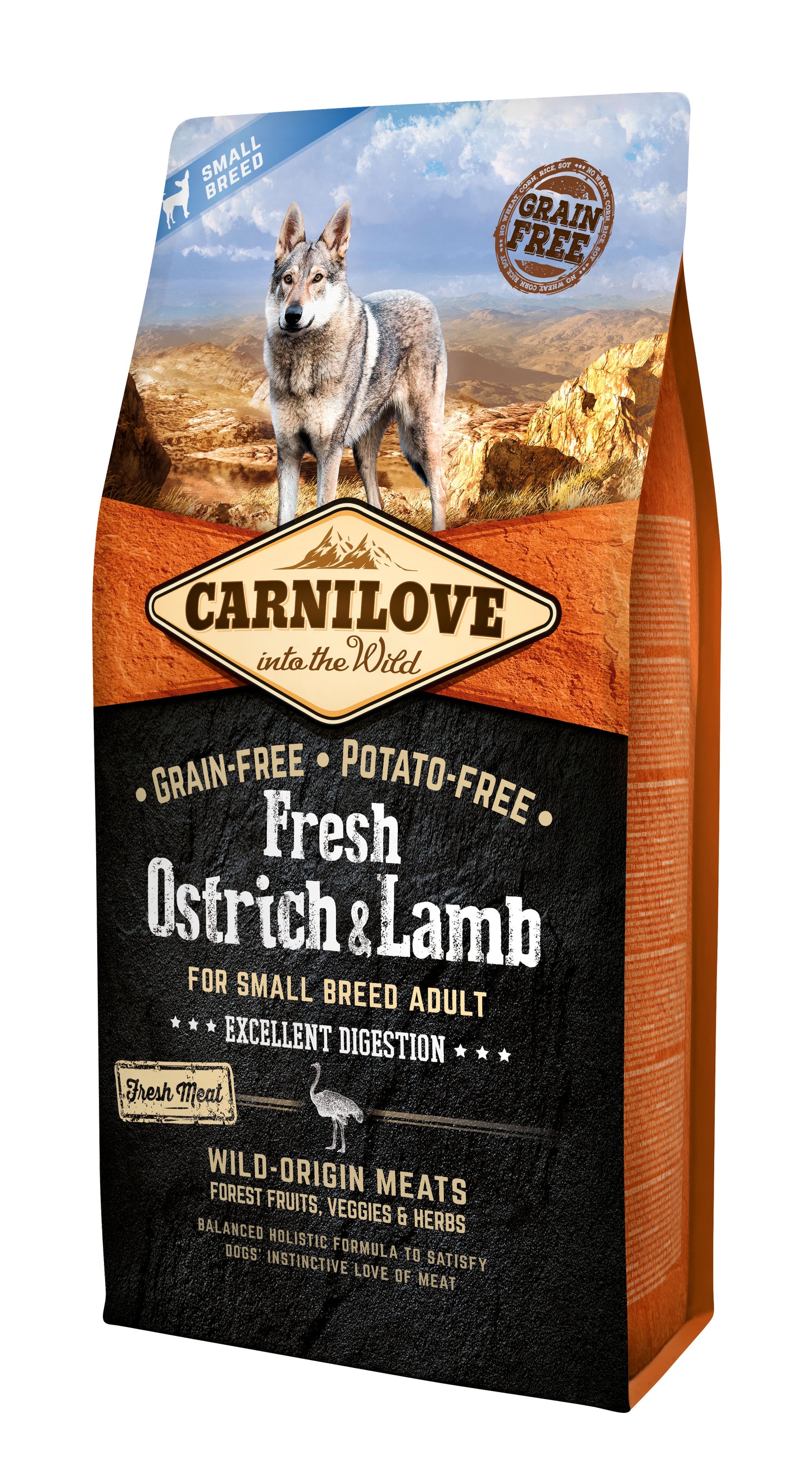 Carnilove Dog Fresh Ostrich&Lamb for Small Breed 6kg-superprémiové granule s pštrosím a jehněčím pro dospělé psy malých plemen