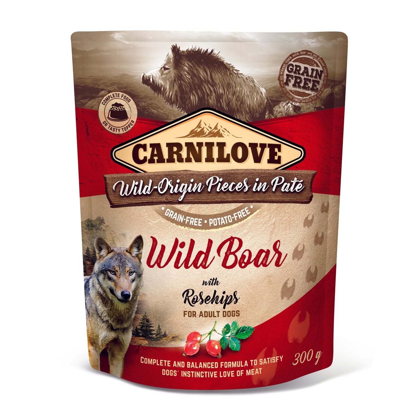 Carnilove Dog Pouch Paté Wild Boar & Rosehips 300g - paté pro svalovinu
