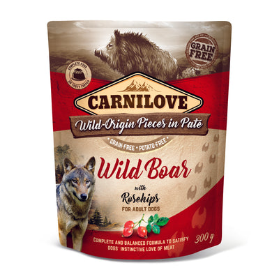 Carnilove Dog Pouch Paté Wild Boar & Rosehips 300g - paté pro svalovinu