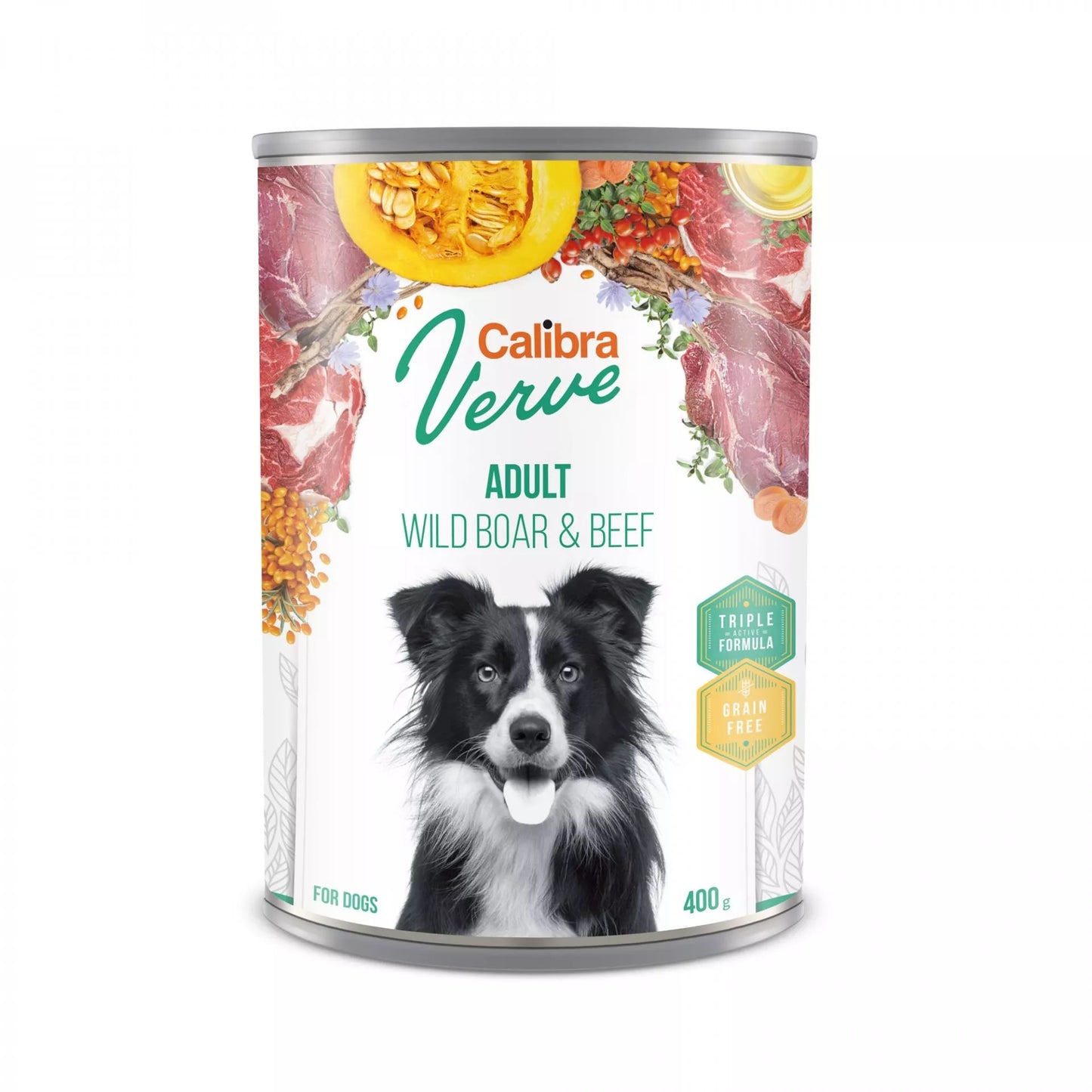 Calibra Dog Verve 400g - konzerva s divočákem a hovězím pro psy