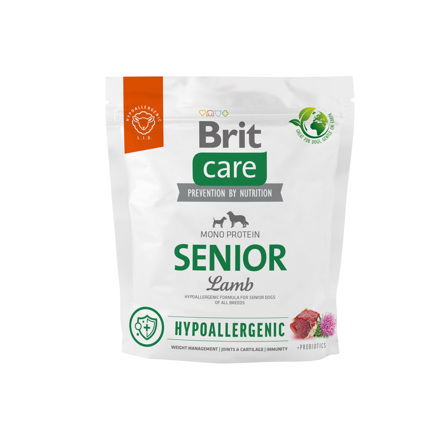 Brit Care Dog Hypoallergenic Senior - hypoalergenní granule s jehněčím pro starší psy nad 7 let