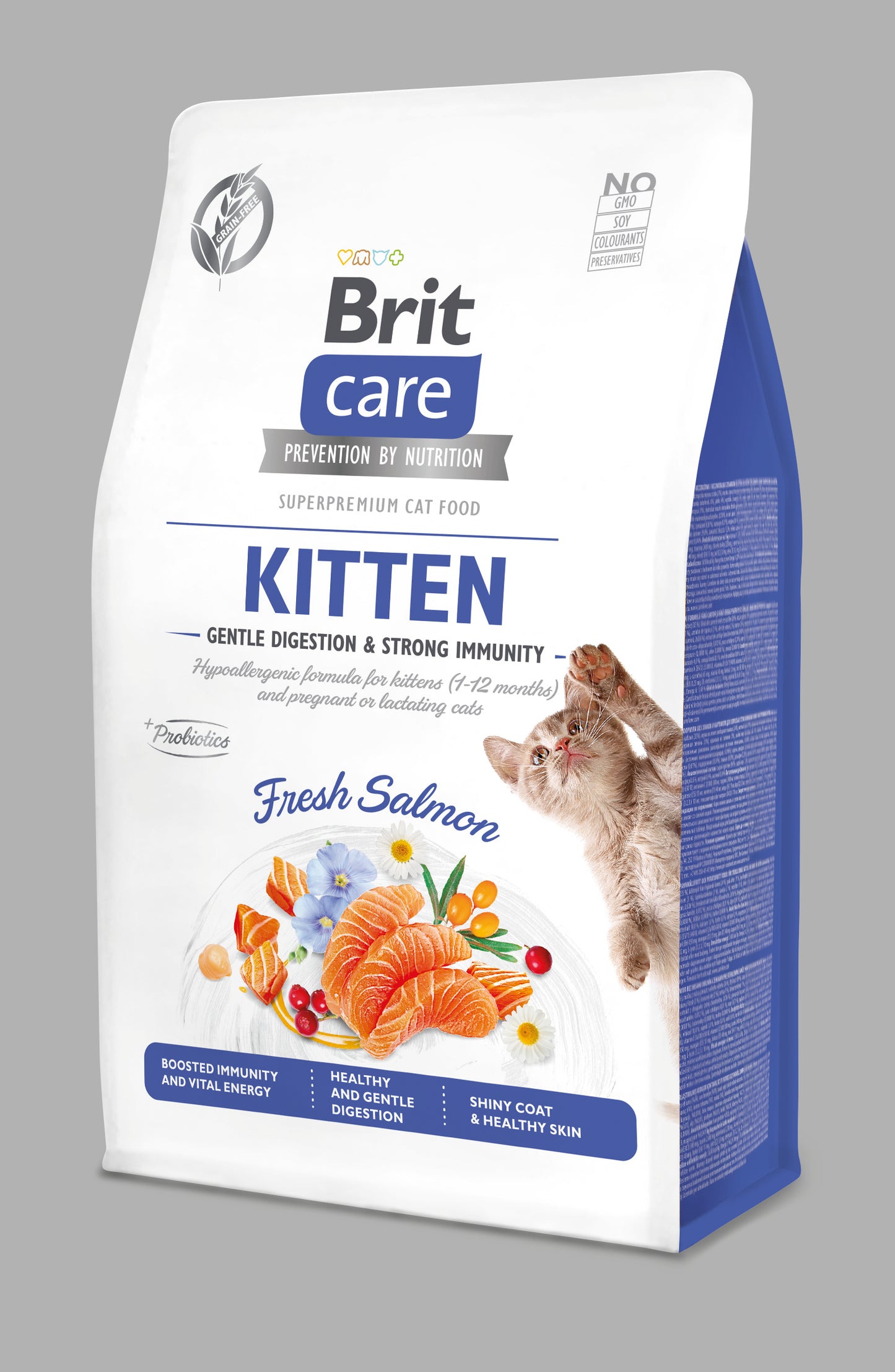 Brit Care Cat GF Kitten G.Digestion&S.Immunity - superprémiové granule s lososem pro koťata