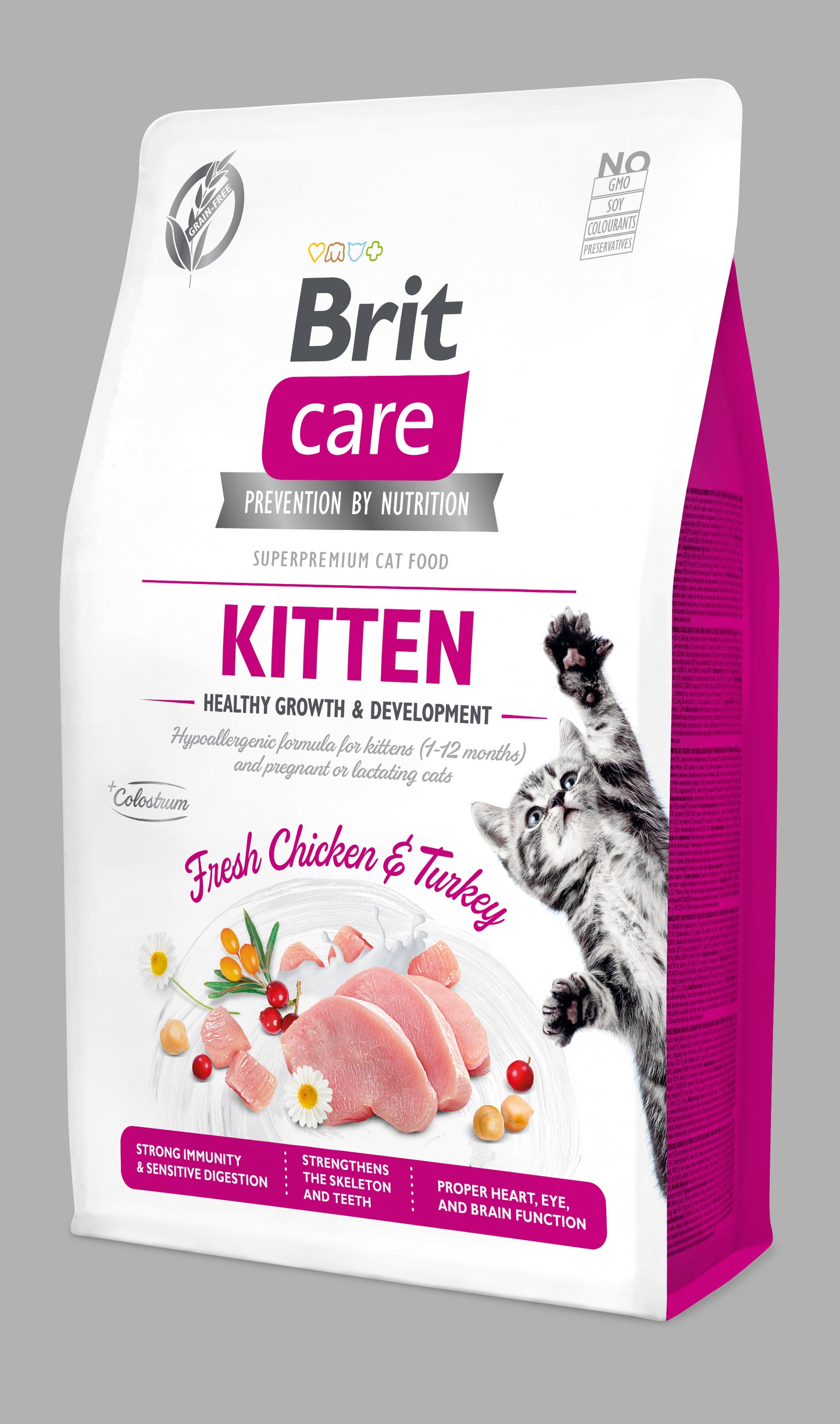 Brit Care Cat Kitten Healthy Growth&Development 2kg- granule a krůtím a kuřecím pro koťata, březí a kojící