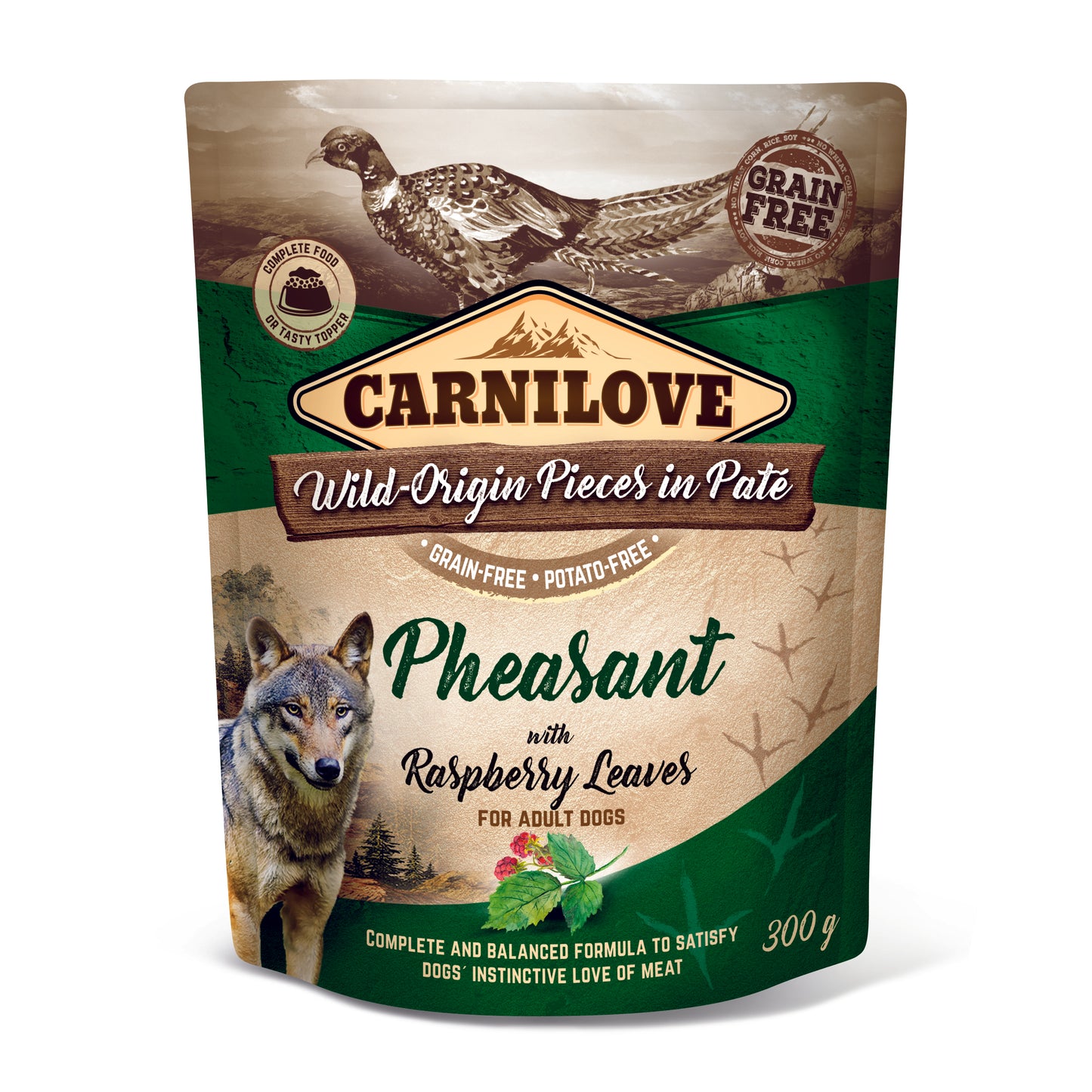 Carnilove Dog Pouch Paté Pheasant & Raspberry 300g - paté pro zdravá játra a srdce