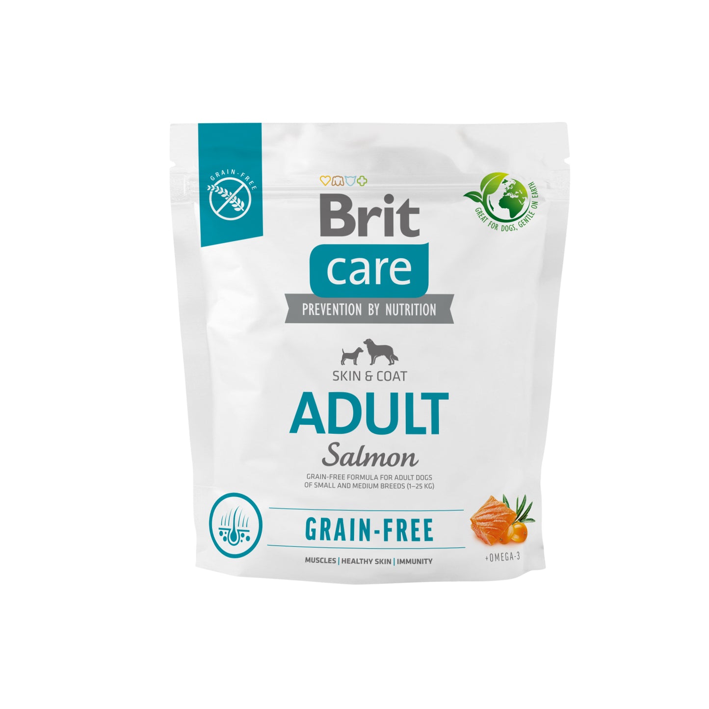 Brit Care Dog Grain-free Adult - bezobilné granule s příchutí lososa pro psy malých a středních plemen